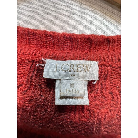 J. Crew Women's Wool Pullover Sweater Cable Knit Stretch Size M Rust Long Sleeve - Picture 3 of 9